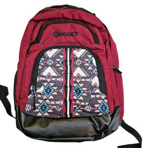 HOOEY Ox Backpack Aztec Print Burgundy 40L Multiple Pockets Laptop Sports School